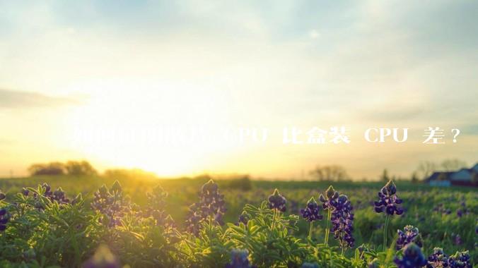 如何证明散片 CPU 比盒装 CPU 差?